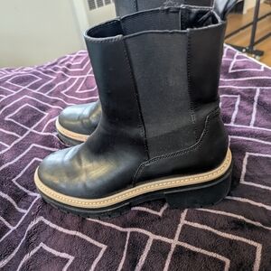 Black Open Edit Size 9M Ankle Boots Winter Chunky Sole Goth Witchy Biker Fall